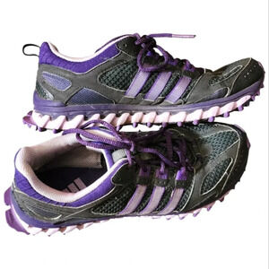 Adidas running trail shoes black and purple sneakers